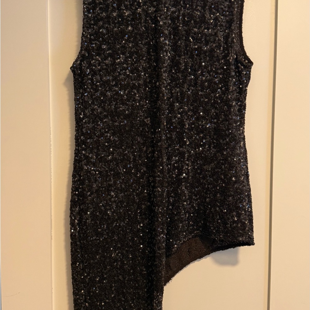 Zara NWT Chocolate Brown Sequin Asymmetrical Top size S